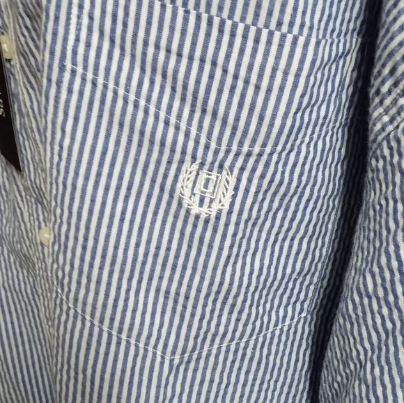 Chaps 6XB blue white stripe short sleeves mop button down embroidered pocket - Picture 9 of 12